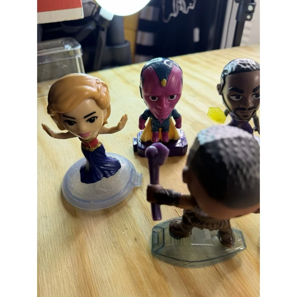 McDonald's Marvel Avengers Mini Figure Lot Black Panther Captain‎ Marvel Vision